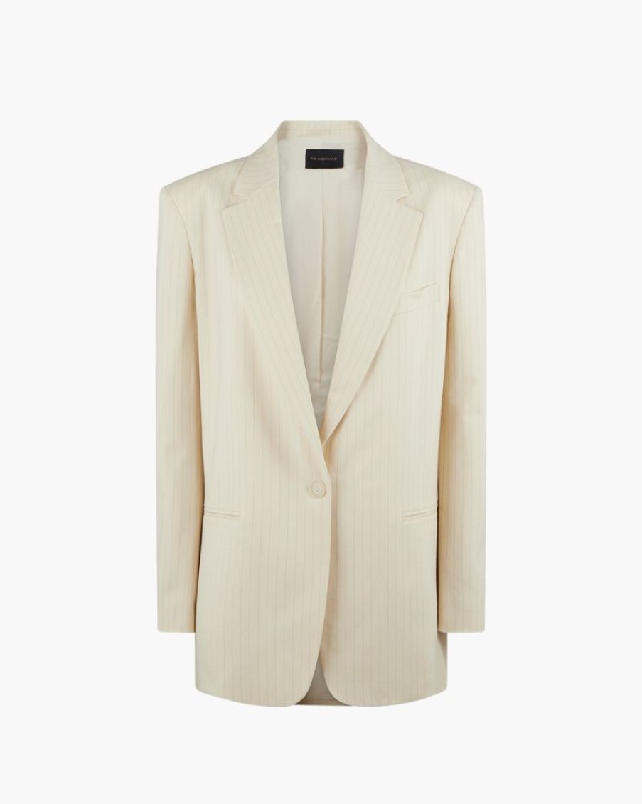 Abbigliamento THE ANDAMANE | Blazer Gessato Guia Bianco Perla