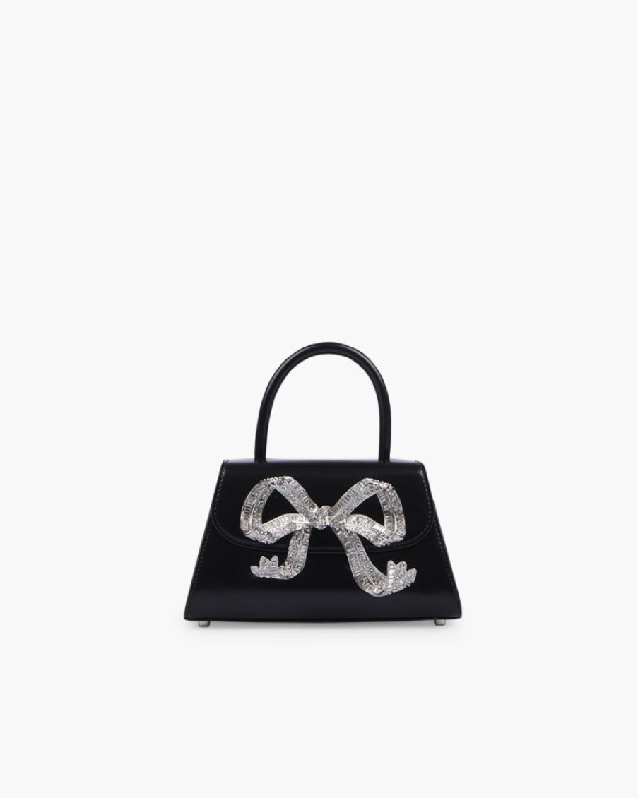 Borse SELF-PORTRAIT | Borsa The Bow Mini Nera Con Fiocco Argento