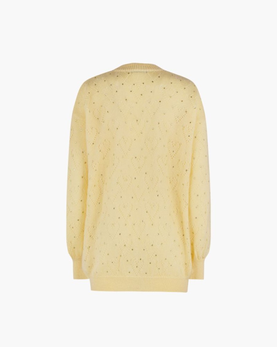 Abbigliamento ALESSANDRA RICH | Cardigan Con Strass Giallo