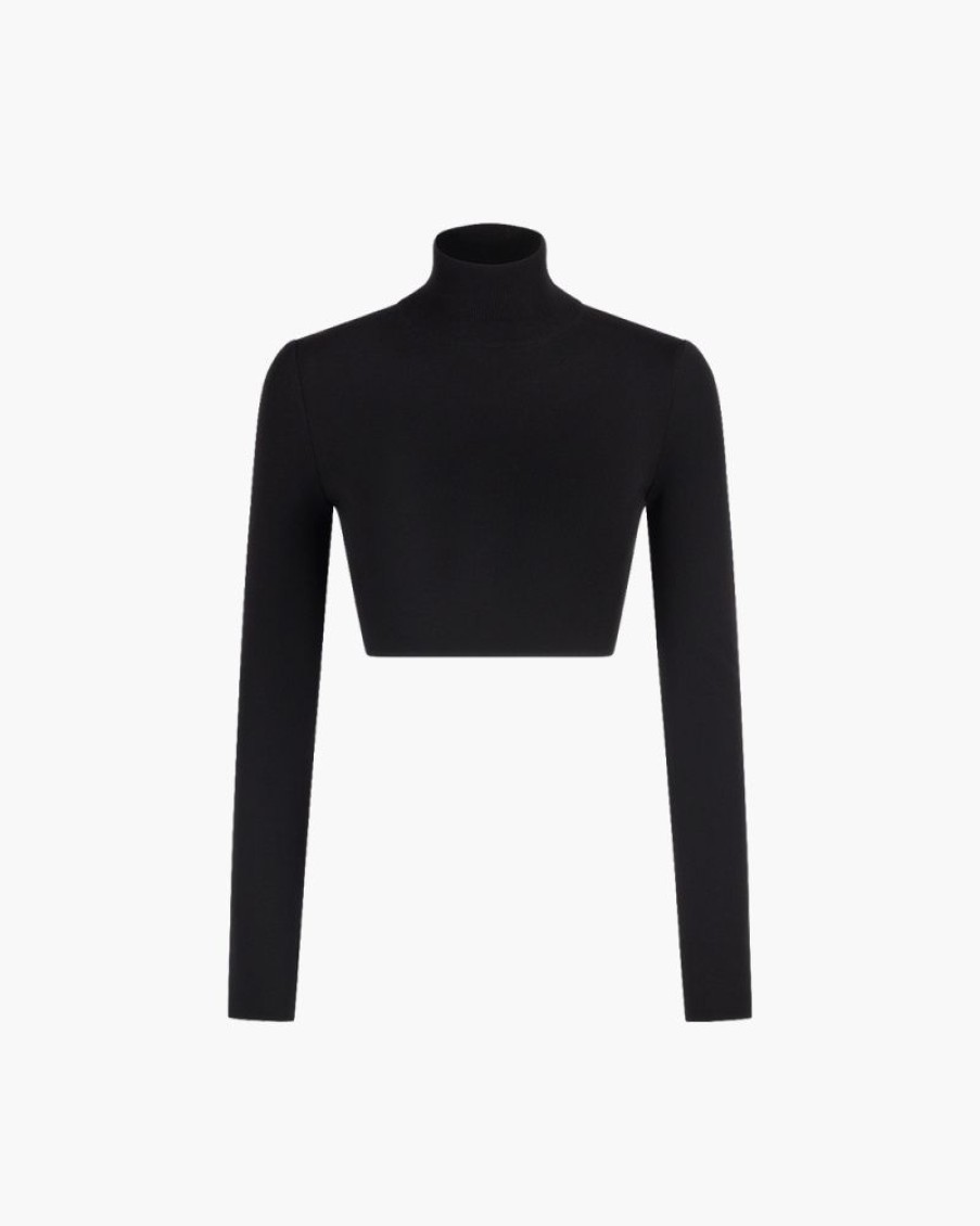 Abbigliamento ZEYNEP ARCAY | Maglia Crop A Collo Alto Nero