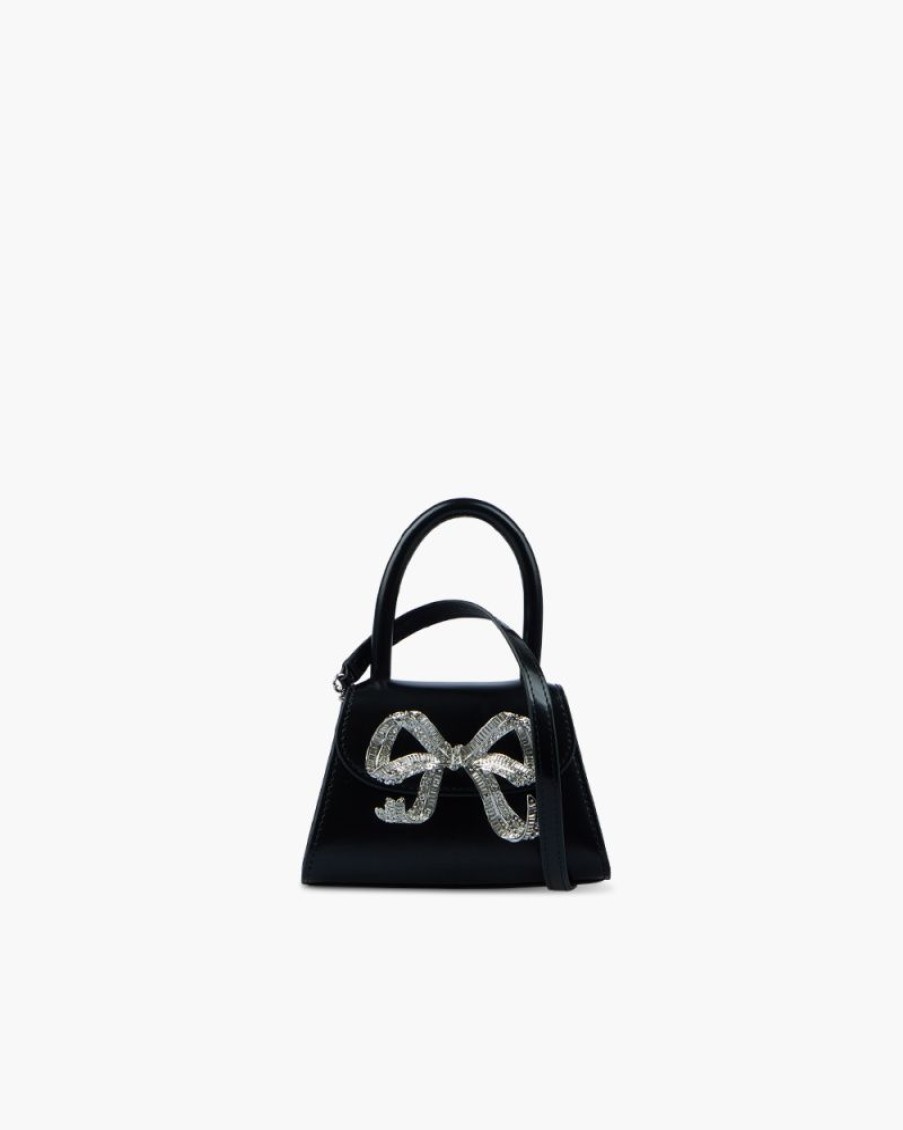 Borse SELF-PORTRAIT | Borsa The Bow Micro Nera Con Fiocco Argento