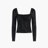 Abbigliamento SELF-PORTRAIT | Top A Maniche Lunghe Con Strass Nero