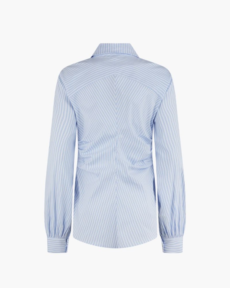 Abbigliamento LVIR | Camicia Con Maniche Voluminose A Righe Azzurro