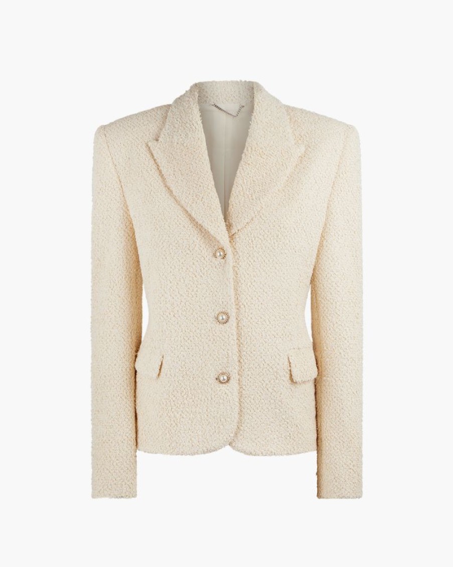 Abbigliamento MAGDA BUTRYM | Blazer Boucle A Doppio Petto Crema