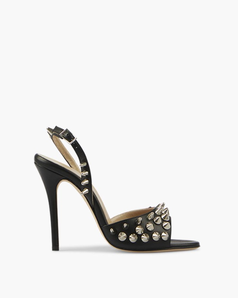 Scarpe ALESSANDRA RICH | Sandalo In Pelle Con Borchie Nero