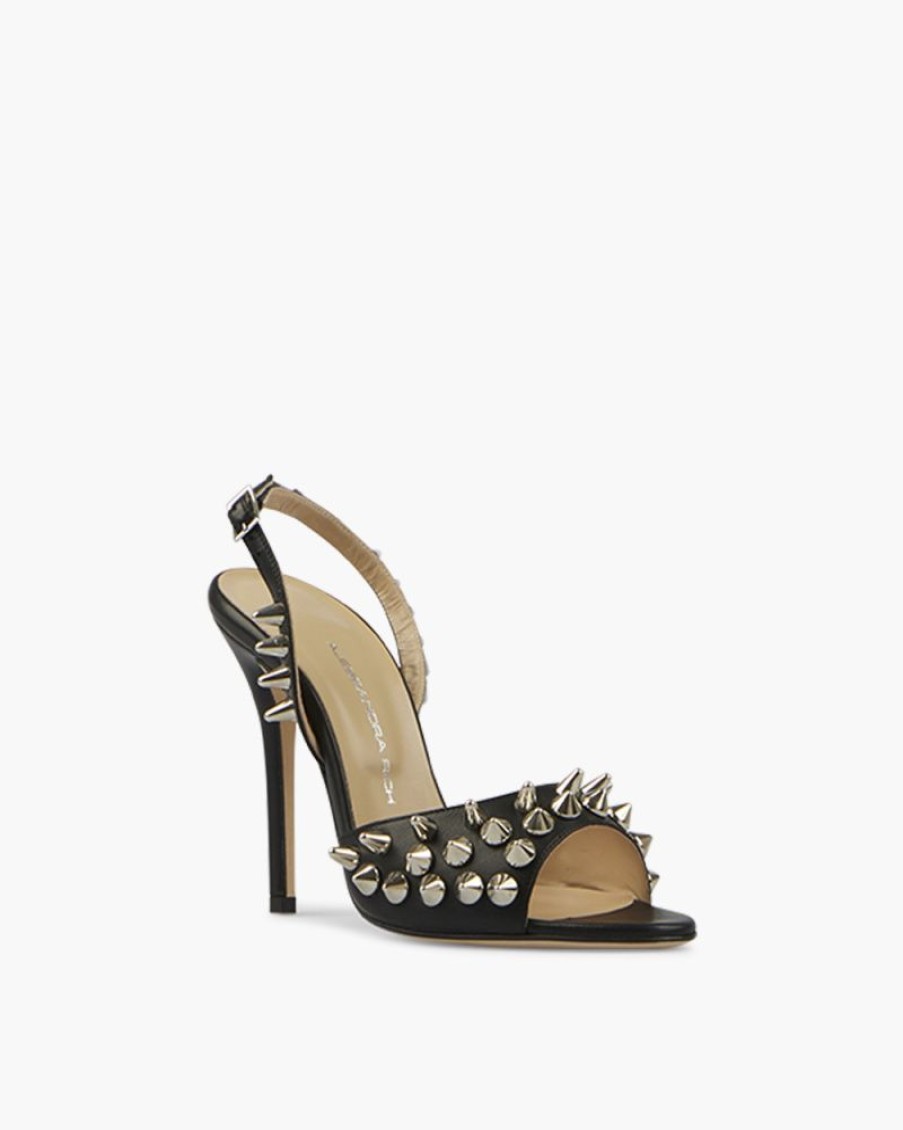 Scarpe ALESSANDRA RICH | Sandalo In Pelle Con Borchie Nero