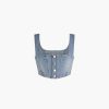 Abbigliamento ALESSANDRA RICH | Corsetto Crop Con Borchie In Denim Blu